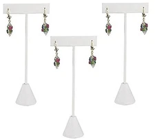 888 Display USA ® - 3 White Leatherette Earring T Stand Showcase Displays (