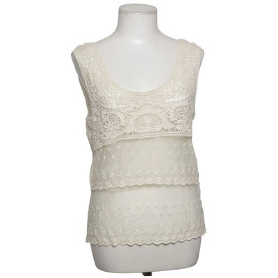 Top, Größe: M/L, Beige, Blumen, Spitze, Damen #BE9