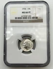 1954-P Roosevelt Silver Dime 10C NGC MS66 FT Full Torch US GEM 90% Coin  BM1