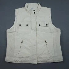 Caribbean Joe Women's XL Sleeveless Curvy Full Zipper Snap Vest Ivory