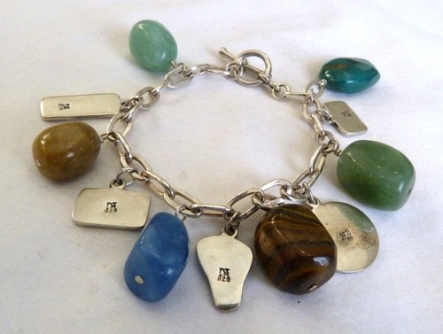 RARE JAY KING MINE FINDS DTR TURQUOISE LAPIS STERLING SILVER CHARM BRACELET - Picture 4 of 7
