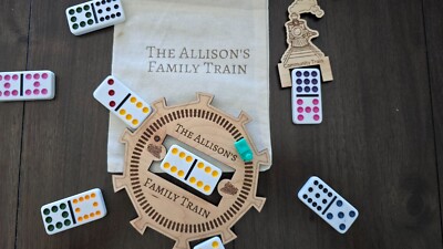 Custom Engraved Mexican Train Dominoes Hub - Up to 10 PLAYERS! Family Game Night