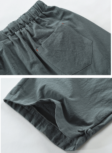 Mens Casual Long Length 3/4 Shorts Loose Elastic Waist Linen Capri Sport Pants - Picture 10 of 15