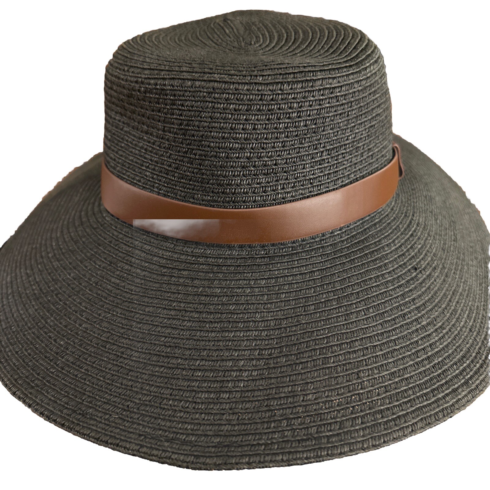 Sun N Sand Headwear Womens Black Woven Straw Hat Wide Brim Audrey Hepburn