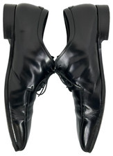 VINTAGE PRADA BLACK LEATHER SPAZZOLATO SQUARE TOE LACE UP DERBY SIZE 11UK #30