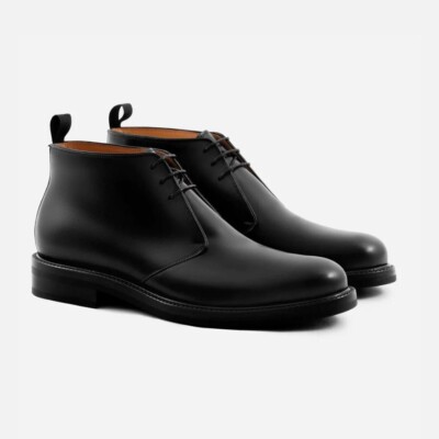 Black Leather Chukka Boots with Lace-Up Design Amazon.com | Vostey Men main image 4