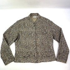 Chico s Floral Beige Button Up Fashion Blazer Jacket Women s Size 1