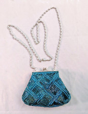 Cache Turquoise Beaded Formal Small Evening Purse Crossbody Handbag Vintage