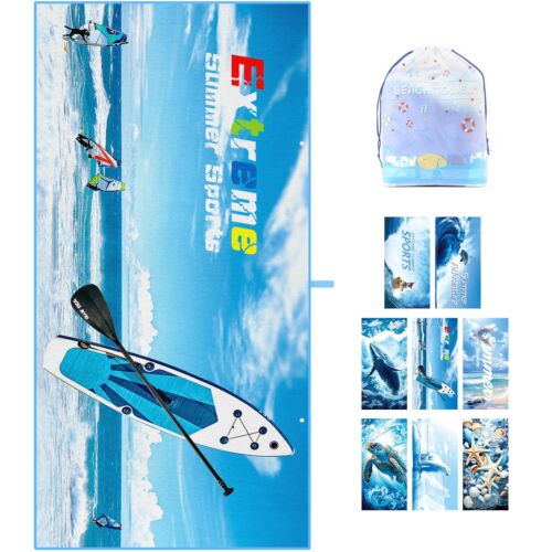 Oversized Beach Towel 71"x35" Quick Dry Microfiber for Camping Pool Travel