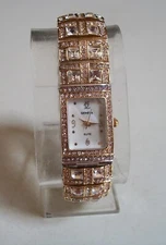 Women's gold & silver finish rhinestone bracelet fashion dressy party watch