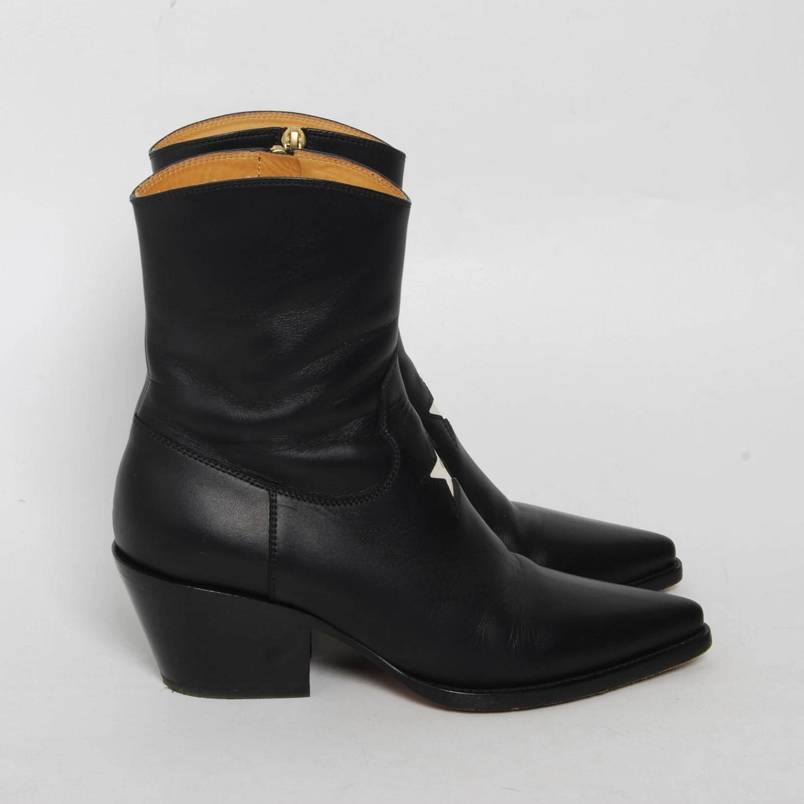 Bottes occidentales décontractées pour femmes Dior noir bout pointu cuir taille UE 37