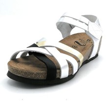 Sabatini 4008 white leather sandal silver black gold wedge 5cm rubber bottom