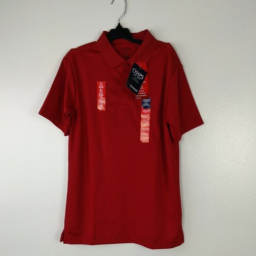 Chaps Polo Shirt L 14/16 Boys Schoolwear Red UPF50+ Moisture Wick Top