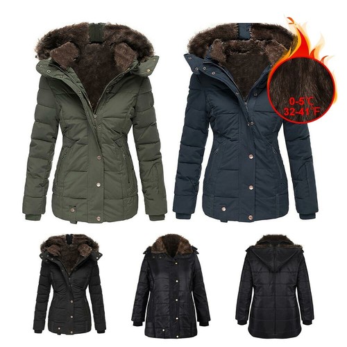 Plus Size Womens Hooded Quilted Coat 