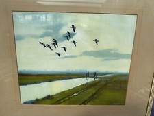 Large Framed 1951 Peter Scott Geese River Print (GOOD CONDITION)
