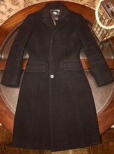 Authentic J Crew Womens Size 2 Luxurious Wool & Cashmere Regent Topcoat Black
