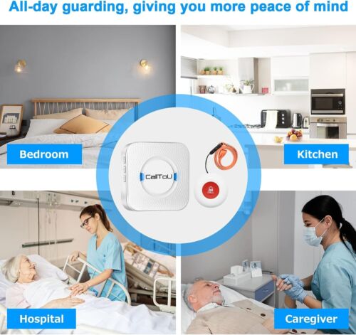 Wireless Caregiver Pager Smart Call System 2 SOS Call Buttons/Transmitters 2 Rec - Picture 3 of 7