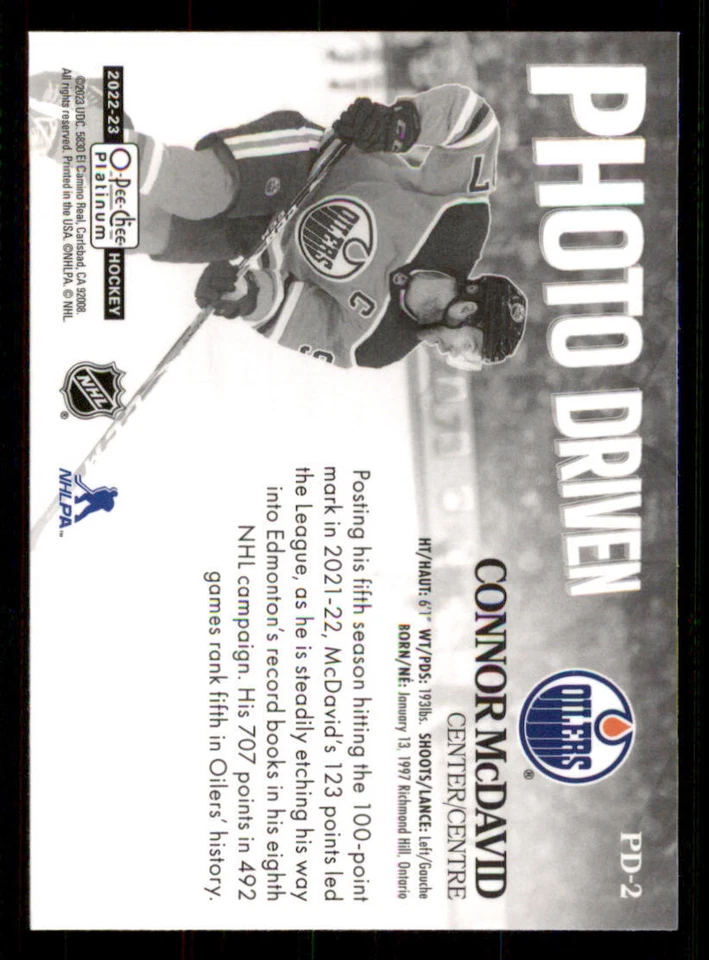 2022-23 O-Pee-Chee Platinum Photo Driven #PD2 Connor McDavid - Image 2 of 2