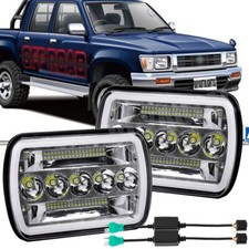 2pcs 7x6" 5x7Inch LED Headlights Hi/Lo DRL w/ Adapter For Toyota Tacoma 4Runner