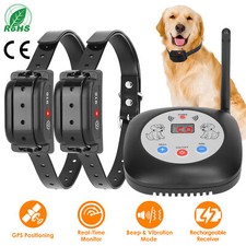 328FT Electric GPS Wireless Dog Fence System Beep Vibration Collar for 1/2 Dogs