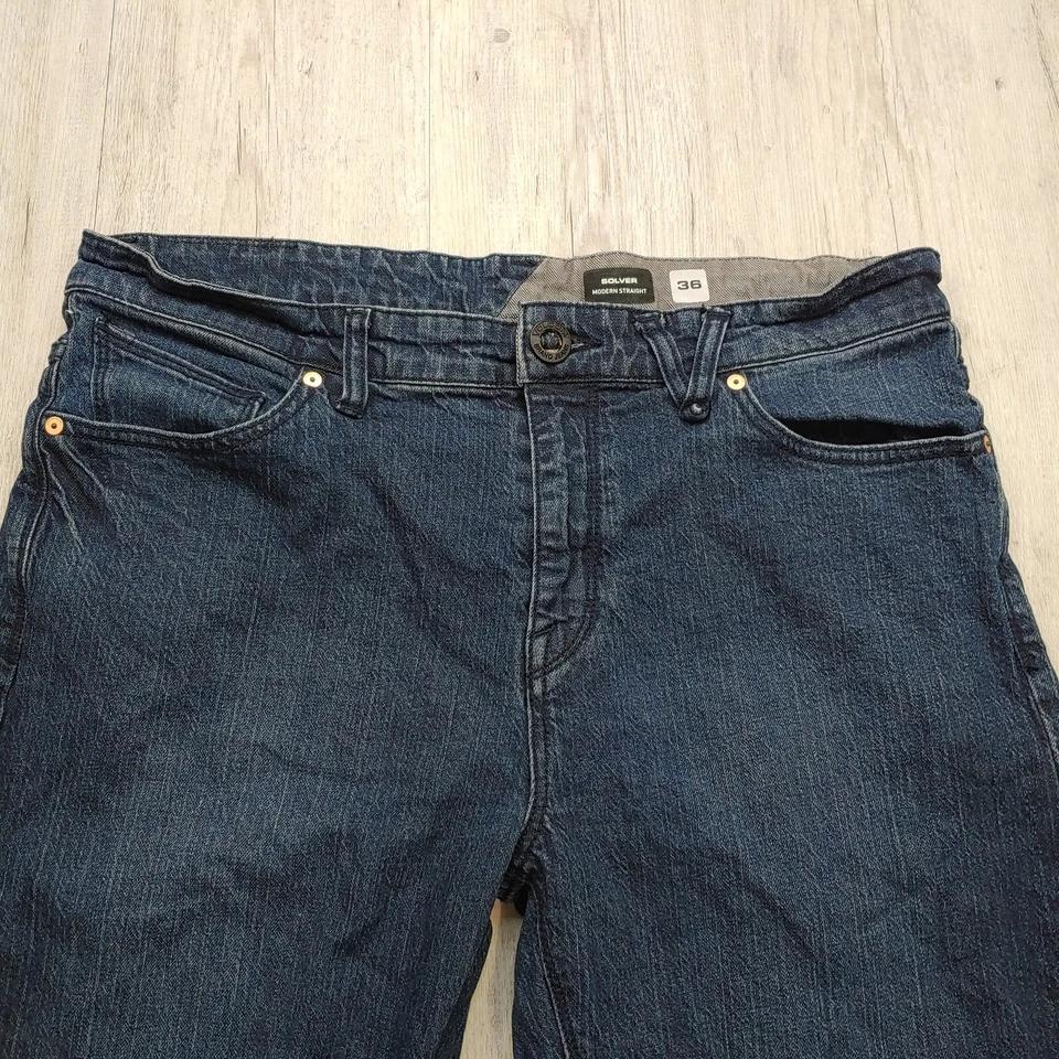 Volcom Men's Solver Modern Straight Blue Jeans Size 36 Relaxed Fit Casual Wear - Image 2 of 4