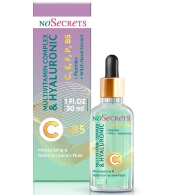 Nosecrets Vitamin C Serum - Hyaluronic Acid Peptides & Witch Hazel Serum-Flui...