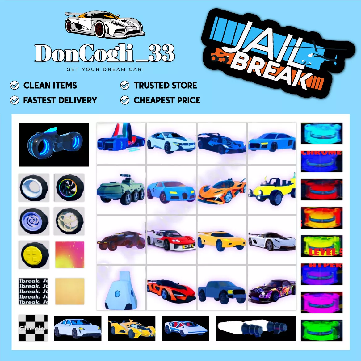 Roblox - Jailbreak - Car/Item/Texture - 100% CLEAN Cheapest and