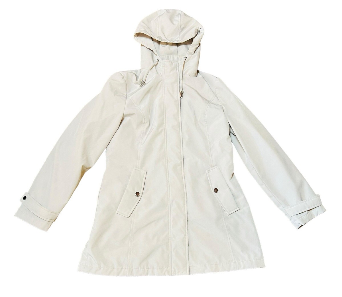 HFX Women's All Weather Trench Coat Water Resistant Hooded Cement