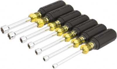 Klein Tools 631 Nutdriver Set, 3/16" to 1/2", Hollow Shaft Cushion Grip ...
