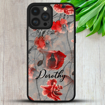 PERSONALISED POPPY CASE FOR IPHONE SAMSUNG HUAWEI PIXEL VINTAGE GIFT PHONE  COVER