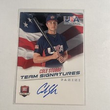 2015 USA Baseball Box Set 18U National Team Signatures Cole Stobbe Auto /499