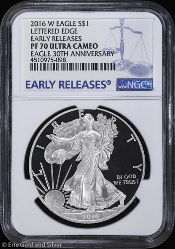 2016-W $1 Proof American Silver Eagle NGC PF70 UC | Early Releases Lettered Edge