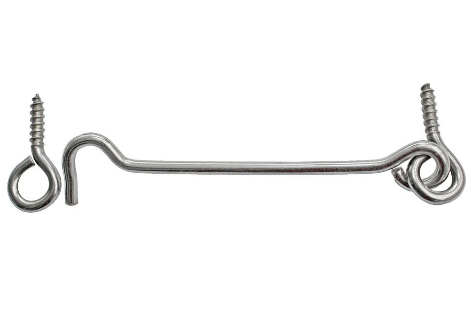 4 x Sturmhaken 100 x 4 mm Fensterladenhaken mit Öse Holzgewinde Verzinkt