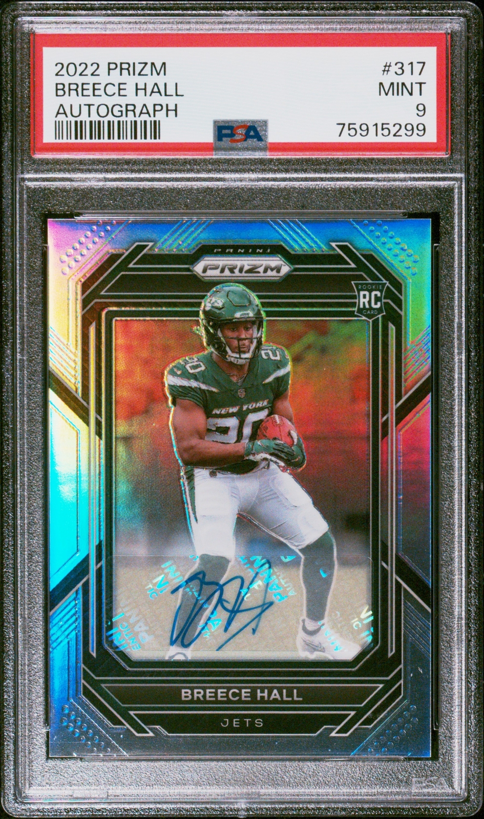 2022 PANINI PRIZM AUTO #317 BREECE HALL PSA 9