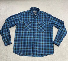 DIXXON The Conrad Shirt Mens 2XLT Tall Blue Black Plaid Button Up Pre-Pleated