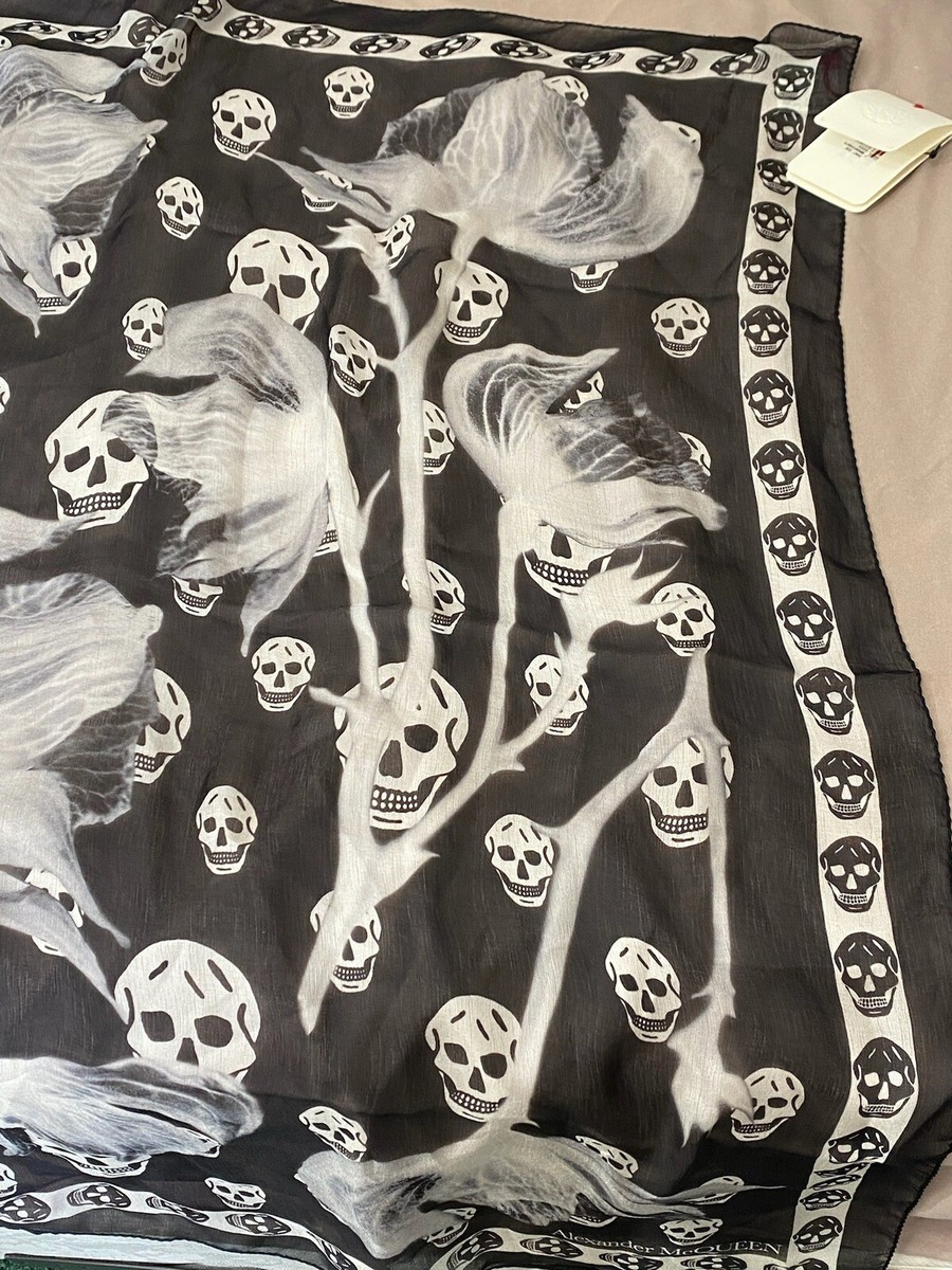 Alexander McQueen Classic Skull Silk Chiffon Scarf | eBay