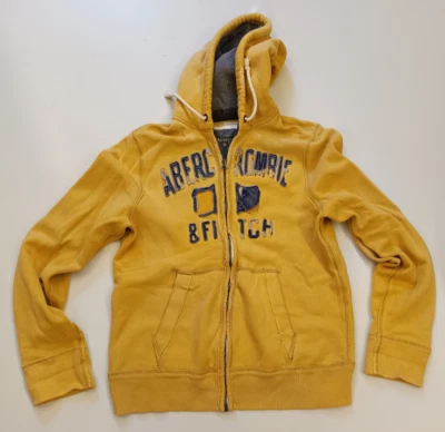 Abercrombie & Fitch Superbe Cardigan Taille L TOP En Look Usé Jaune Lourd - Photo 1/4