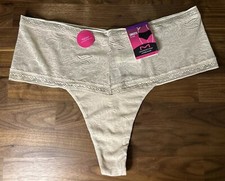 MAIDENFORM Smoothing High-Waist Thong Underwear Light Nude 2XL 9 NWT One Pair