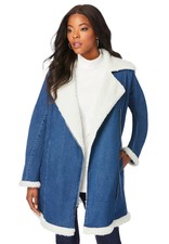 Roaman's Women's Plus Size Sherpa-lined Denim Jacket