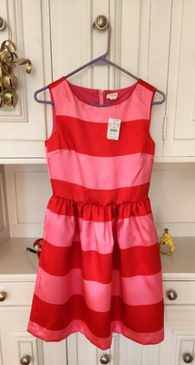 NWT Crewcuts J. Crew Girls Formal Party Dress Size 14 Red Pink Stripe Valentines