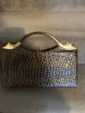 Ackery of London Vintage Crocodile Handbag Brown