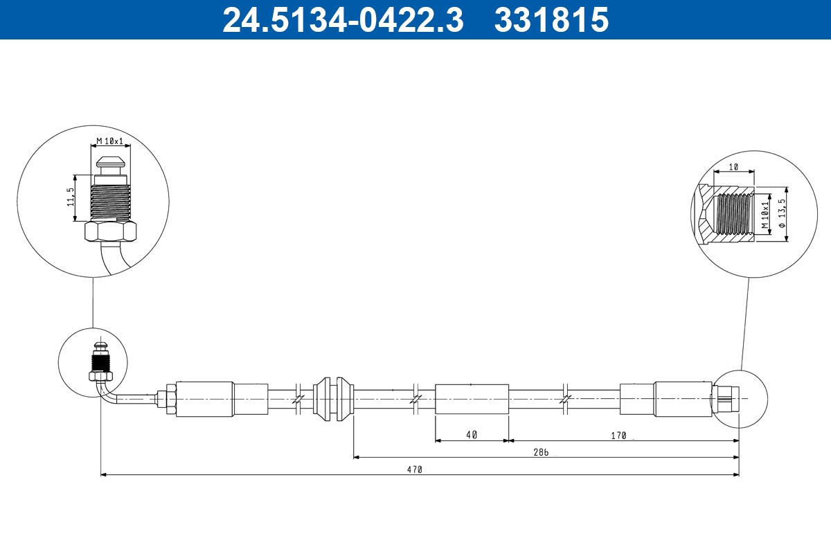 Fits ATE 24.5134-0422.3 BRAKE HOSE