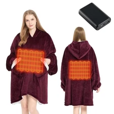 Homemate Heated Wearable Blanket Hoodie - with Battery Pack 7.4V - Oversized ...