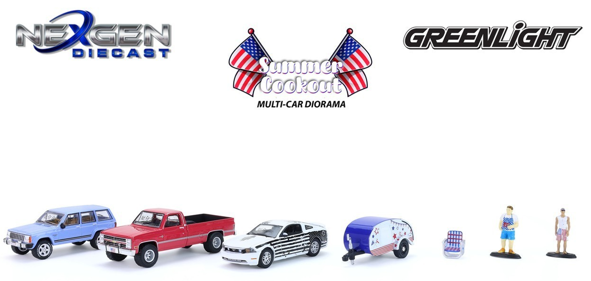 GREENLIGHT 1:64 MULTI CAR DIORAMA SET - SUMMER COOKOUT - GL 58058