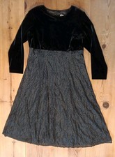 Vtg Dawn Joy Midi Dress Women Plus 18W Black Velvet Bodice Lace Overlay USA Made