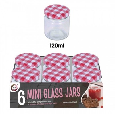 6x Mini Klarglas Gedreht Kariert Deckel Gewürze Aufbewahrung Einmachglas Behälter