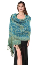 Reversible Paisley Pashmina Shawl Wrap Elegant Colors (023-20Tq/beige)
