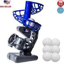 MLB Electronic Baseball Pitching Machine Kids Improve Batting Skills W/ 6 Balls