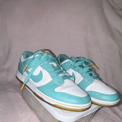 Nike  Turquoise/White Colorblock Low Top Leather Lace-Up Sneaker Rubber