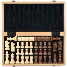 AMEROUS 15 Inches Wooden Chess  Checkers Set with Upgraded Weighted Chess Pi...
